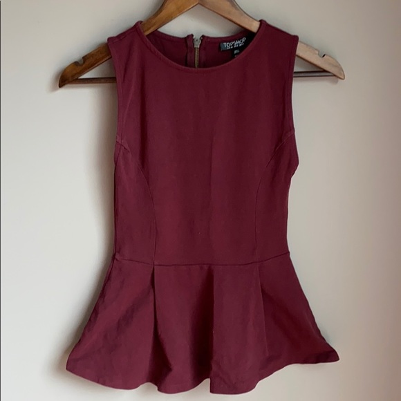 Topshop Tops - TOPSHOP Cotton Sleeveless Peplum Top SZ 8(runs Sm)